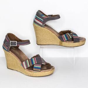 TOMS Sandals Wedge Platform Heels Espadrille Coastal Grandma Boho Preppy Retro 8